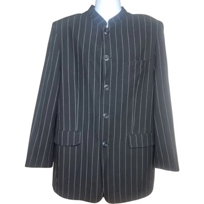 Chaqueta Next Image London para hombre XL negra a rayas blazer de un solo pecho Foto 1 de 4