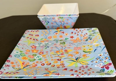 Cynthia Rowley Ilene Rosenzweig Swell Set of 2 Square Dinner Plates & 2  Bowls - Image 1 of 4