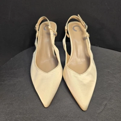 Elegantes tacones de gatito beige con puntera puntiaguda talla 8,5 Foto 1 de 4