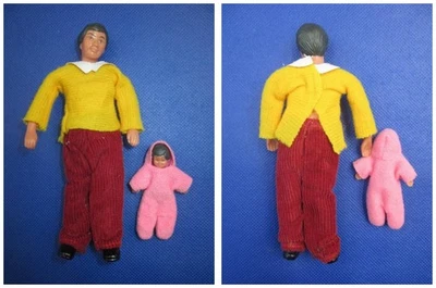 Dollhouse People ~❤️~ Posable 5" Papá y 2.5" Bebé Niña #866 Foto 1 de 2