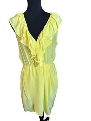 Vestido para mujer Amanda Uprichard 100 % seda amarillo volantes verano cóctel mediano nuevo con etiquetas Foto 1 de 4