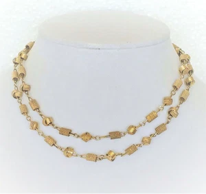 Vintage Womens Necklace Unique Art Deco Chain Brass / Gold Tone 29" - Picture 1 of 8
