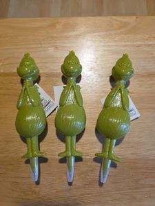 Menge 3 Übergroße 3-D Große Grinch Kunststoff Stifte Brandneu mit Etikett!! - Bild 1 von 7