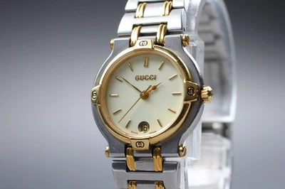 [Perto de ESTADO PERFEITO] relógio feminino gucci 9000L 25mm mostrador marfim data quartzo JAPÃO - Imagem 1 de 4