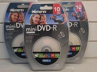 3 - Memorex Mini DVD-R 10 Pack Disc Recordable 30 Minute 1.4 GB SEALED (B1-F7) - Image 1 of 4