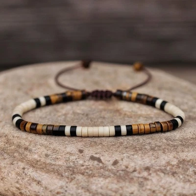 Pulsera ajustable con cuentas de jade y ojo de tigre blancas curativas para mujeres y hombres regalos ideales Foto 1 de 2