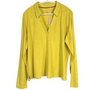 Nuevo con etiquetas Top Boden Amarillo Manga Larga Algodón Muesca Cuello, XL JO824 - Imagen 1 de 14
