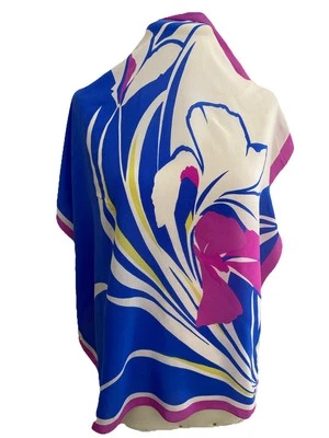 S41#Bufanda de pintura floral multicolor de seda Christian Dior 29/31 pulgadas tiene mancha Foto 1 de 4