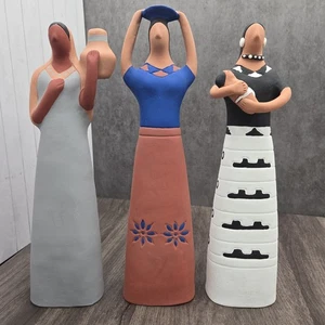 Juego de 3 figuras vintage de terracota de cerámica de Las Marías para mujeres arte estatuas de arcilla - Imagen 1 de 10