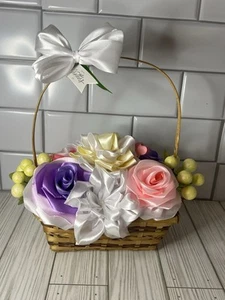 Mothers Day Ribbon Flower Basket - Picture 1 of 6