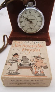 RELOJ BOLSILLO INGRAHAM AUTOCRAT DE COLECCIÓN FUNCIONANDO CORREA DE CUERO ORIGINAL Y CAJA - Imagen 1 de 9