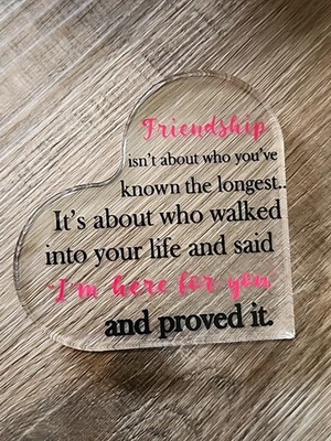 Acrylic Inspirational Heart Plaque Friendship  - Image 1 of 4