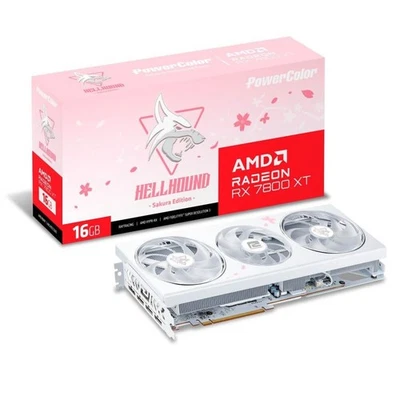 PowerColor Hellhound Sakura AMD RX 7800 XT 16G GDDR6 White/Pink GPU Limited JPN - Image 1 of 4