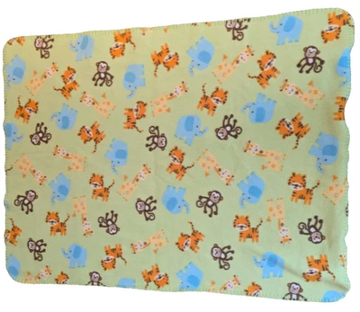 Garanimals Green Jungle Zoo Safari Animal Fleece Baby Blanket Tiger Monkey Giraf - Image 1 of 4