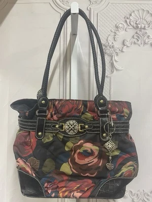 Bolso de Mano Rosetti New York Rosa Floral Vintage Cottage Core Negro Rosa Rojo Foto 1 de 4