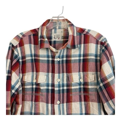 Howe Flannel Shirt Mens Sz Medium Red Blue Plaid Button Up Creative Workforce - Image 1 of 4