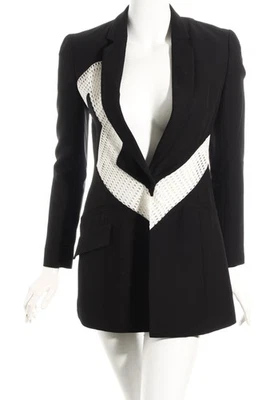 VERSACE Blazer largo Mujeres Blazer Talla EU 34 negro-blanco elegante - Imagen 1 de 4