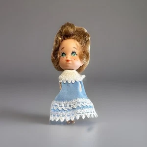 Storykin Liddle Kiddle Tiny Doll M.I. 1980 Philippines Blue Dress White Lace - Picture 1 of 10