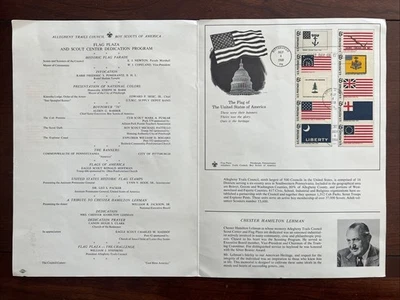 1345-54 Historic Flag Stamp Series FDC 1968 Program: Flag Plaza Scout Center - Image 1 of 4