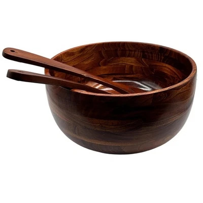 Ensaladera de madera rústica artesanal - decoración ecológica para servir cocina Foto 1 de 4