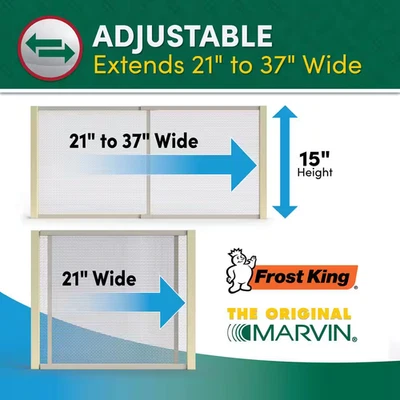 21 - 37 In. W X 15 In. H Clear Wood Frame Adjustable Window Screen - Image 1 of 4