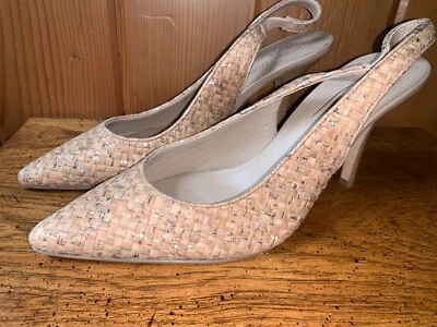 Donald Pliner Couture Cuero Corcho Natural Tacón Neutro Eslinga Talla 10 M Foto 1 de 4