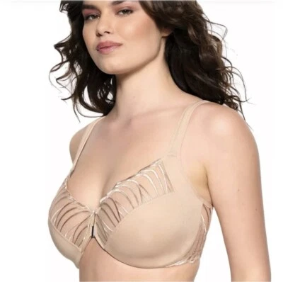 Paramour by Felina Angie Women's Front Close Minimizer Bra 44G Nude Beige NWT - Image 1 of 4