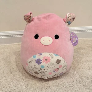 Malvaviscos 14" Peter Pink Pig Floral Vientre de Pascua Peluche Grande Nuevo con Etiquetas - Imagen 1 de 5