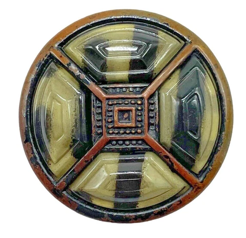 Antique Carved Celluloid Metal Antique Shank Button Cover