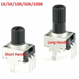 RV09 Vertical Potentiometer 1K 5K 10K 50K 100K Round Shaft Plum Handle 0932 Pot - Picture 1 of 4