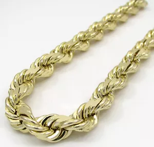 10K Yellow Gold Rope Chain Wrist Bracelet 7" 8" 9" - 2MM to 10MM - Picture 1 of 54