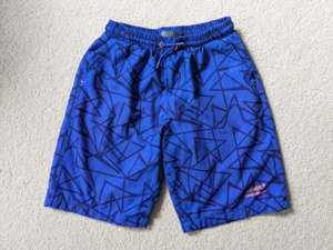 Eddie Bauer Swim Trunks Boys Medium 10/12 Blue Geometric Lined Surfer Beach - Picture 1 of 5