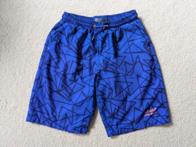Eddie Bauer Swim Trunks Boys Medium 10/12 Blue Geometric Lined Surfer Beach - Image 1 of 4