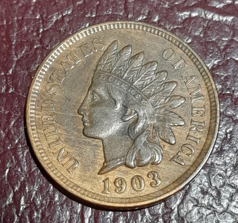 1903 Indian Cent Die Gouges Snow-30 Gem AU Cover