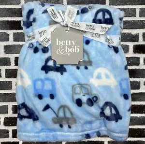 NEW Car Vehicles Plush Baby Blanket Transportation Blue Toddler Cars Betty & Bob - Picture 1 of 7