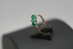 Smaragd Ring,Damenring,18 Karat Gold,3 Smaragde,750er,Größe 60