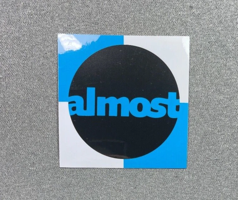 Almost Black Circle Skateboard Sticker Blue/White 4" - Image 1 of 1