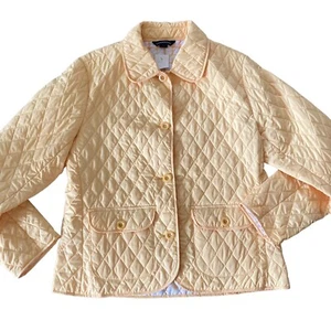 NWT Lands End Women’s Sz Medium 10-12 Quilted Jacket Yellow Thermolite Button Up - Picture 1 of 9