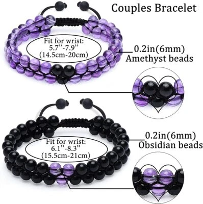 Couples Distance Bracelets His and Hers Matching Couples Genuine Stone Jewelry - Image 1 of 4