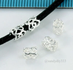 6x STERLINGSILBER HERZ ROHR SPACER PERLEN 4mm x 5,2mm 2,8mm Loch #059 - Bild 1 von 2