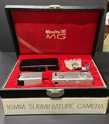 Cámara Minolta 16 MG Miniatura Espía 16 MM Con Estuche Original y Caja Foto 1 de 4