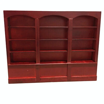 Dollhouse Wooden Triptych Bookcase Cabinet 1:12 Miniature Furniture Red - Image 1 of 4