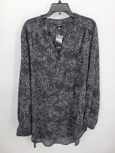 Blusa Popover Torrid Top Mujer Plus 3X Negra Gris Abstracta Artística Manga Larga - Imagen 1 de 10