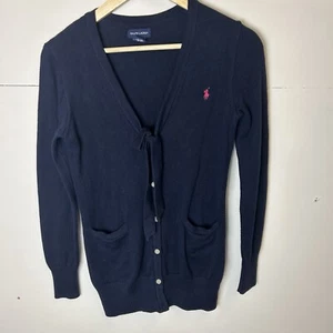 Polo Ralph Lauren Girls Navy Cotton Cable Cardigan Size XL (Age 16) - Picture 1 of 9
