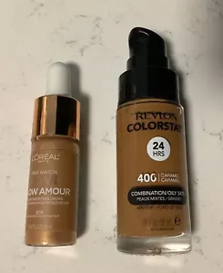 REVLON Colorstay Makeup SPF15 Comb/Oily 400 Caramel & LOREAL Lumi Glow Drops 508 - Picture 1 of 2
