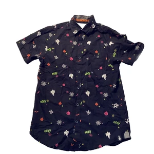 Free Planet Short Sleeve Halloween Button Up Shirt Size Small - Picture 1 of 6