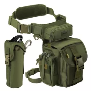 Riding Motorcycle Canvas Hip Belt Men Thigh Pouch Drop Leg Bag Waist Fanny Pack - Picture 1 of 24