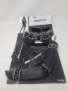 Bad Kitty Set schwarze Katze Kätzchen Erwachsene Damen Halloween Kostüm Maske Schwanz Halsband + - Bild 1 von 2