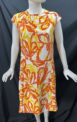 Vestido Vintage Años 70 Talla M Hecho a Mano Abstracto Floral Mod Cambio Cremallera Metal Foto 1 de 4