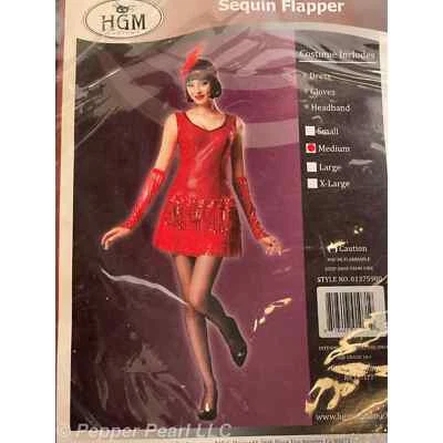 Guantes de vestir con lentejuelas rojas ribete plumoso años 20 diadema adulto grande Foto 1 de 4